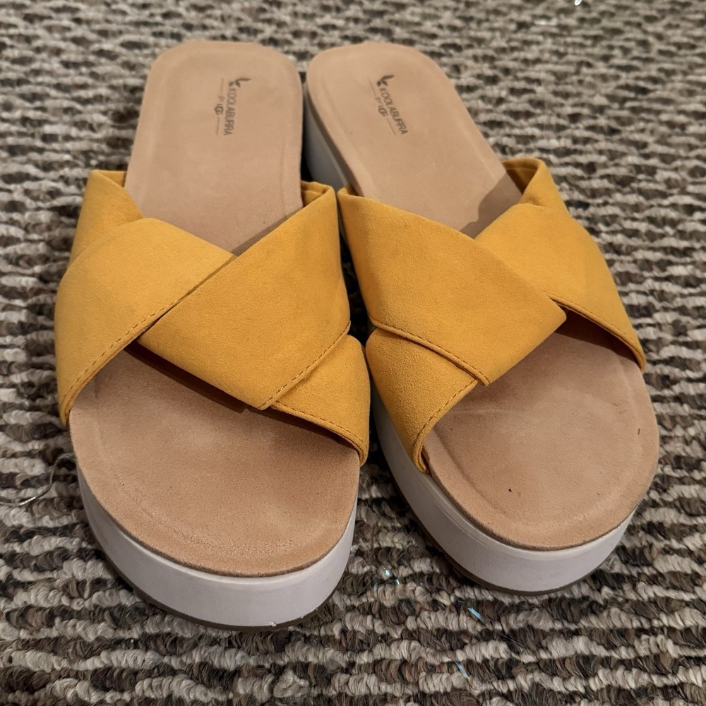Koolaburra by UGG Carenza Flat Yellow Slide Sandals SN 118583 Womens Size 9